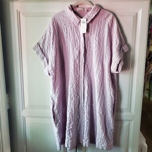 NWT Abercombie & Fitch Light Purple Textured Shirt Dress XL Lavender